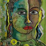 Ugandan artist Geoffrey Mukasa's 'Lady in Green' sold for Ksh 563 520. (Pic: Circle Art Agency)