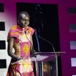 Alek Wek speaking at a press conference in Johannesburg on November 2. (Pic: Supplied)