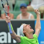 South Africa's Kevin Anderson celebrates his victory against France's Edouard Roger-Vasselin during their men's singles match on day five of the 2014 Australian Open. (Pic: AFP)