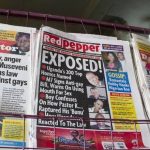 The tabloid 'Red Pepper' plays a lead role in the witch hunt for LGBTI Ugandans. (Pic: AFP)