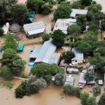 Flooded houses on March 12 2014 in Laphalale, South Africa. Hundreds of residents were left stranded after the Mogol River overspilled due to heavy rains. (Pic: Gallo