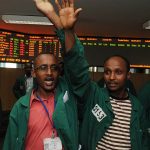 Ethipian traders work on the floor of the Ethiopian Commodity Exchange in Addis Ababa. (Pic: AFP)