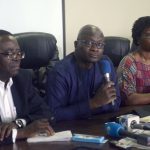 Lagos health commissioner Jide Idris (centre), Nigerian Centre for Disease Control director Professor Abdulsalam Nasidi (left) and special adviser to Lagos state governor Yewande Adeshina discuss the Ebola outbreak during a briefing in Lagos on July 28 2014. (AFP)