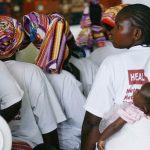 Women take part in a campaign at the hospital 'Heal Africa' which advocates an end to sexual violence and rape against women, and complications which arrive from this, in Goma, DRC. (Pic: AFP)