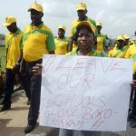 Nigerian teachers take part in a protest rally against the killing of 173 of their colleagues by the Islamist Boko Haram group. (Pic: AFP)