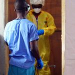 Staff and volunteers at the ELWA hospital in the Liberian capital Monrovia wearing protective gear. (Pic: AFP)