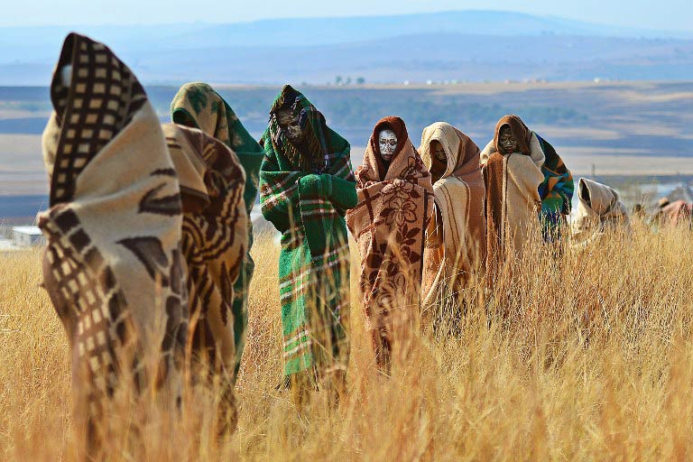 Boys from the Xhosa tribe who have undergone a circumcision ceremony are pictured near Qunu in the Eastern Cape on June 28 2013. (Pic: AFP)