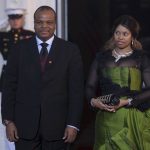 King Mswati III of Swaziland and his wife arrive at the White House for a group dinner during the US Africa Leaders Summit August 5 2014 in Washington, DC. (Pic: AFP)