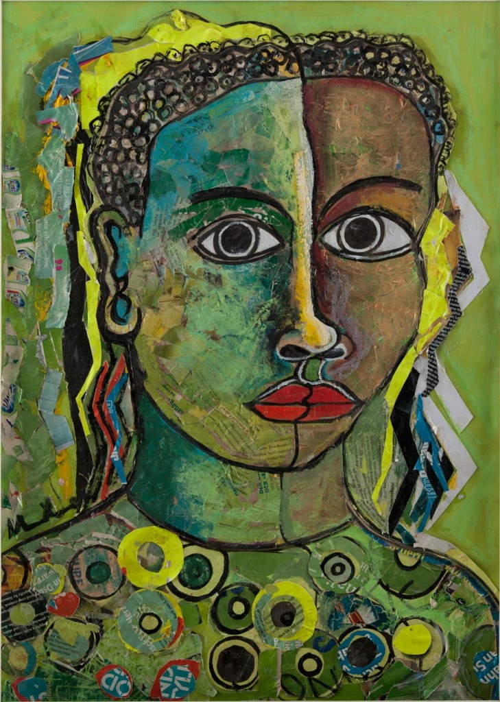 Ugandan artist Geoffrey Mukasa's 'Lady in Green' sold for Ksh 563 520. (Pic: Circle Art Agency)